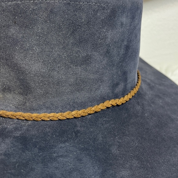 Dusty Blue Wide Brim BohoHat with Braided Band - Picture 4 of 12